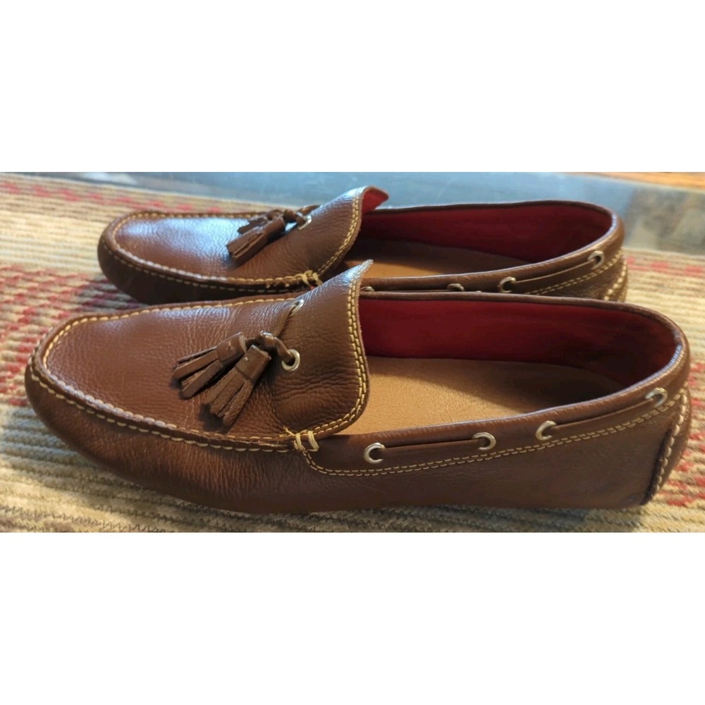 Donald Pliner Shoes Mens Size 12 M Brown Leather Tassels Loafers Moc Toe Driving - Picture 4 of 10
